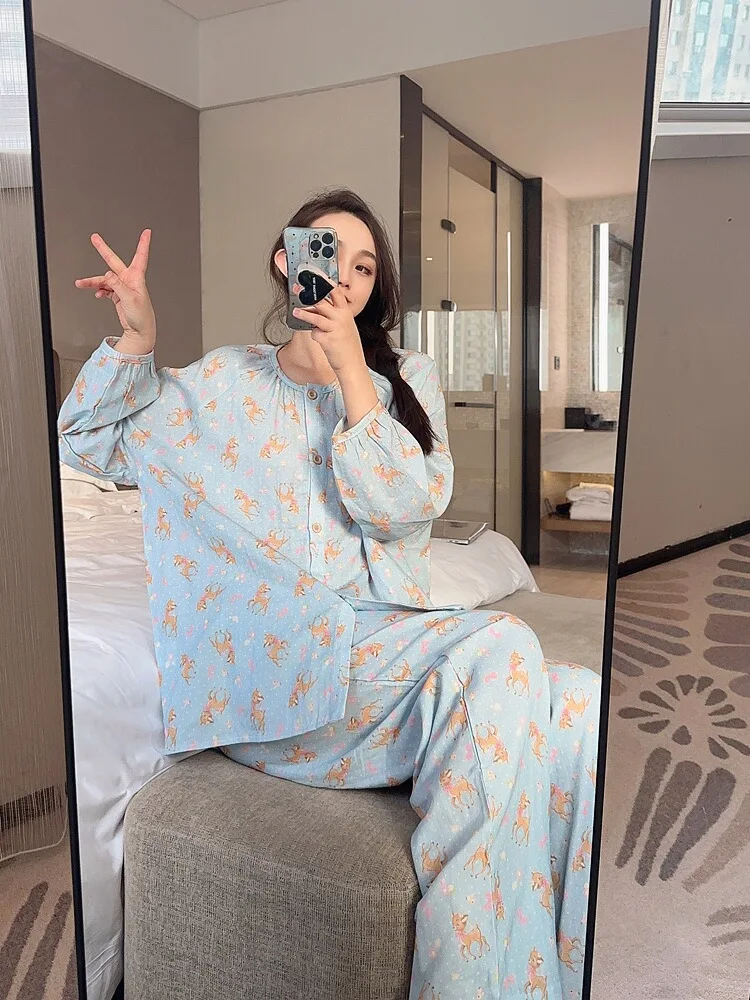 Японские модные пижамы Sweet Cherry для женщин новинка 2024 весенняя свободная одежда из