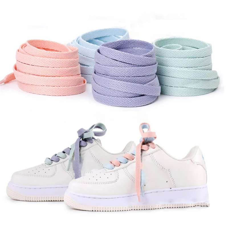 

1 Pair Classic Jelly Color Flat Polyester Shoe Laces 120/140/160 Cm Fashion Shoelaces Cute Pink Color Elastic Shoelaces Hot
