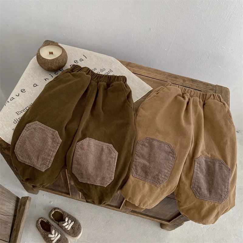 

Детские зимние хлопковые брюки, повседневные длинные брюки для девочек, детские теплые плотные брюки для мальчиков, корейский стиль, свобод...