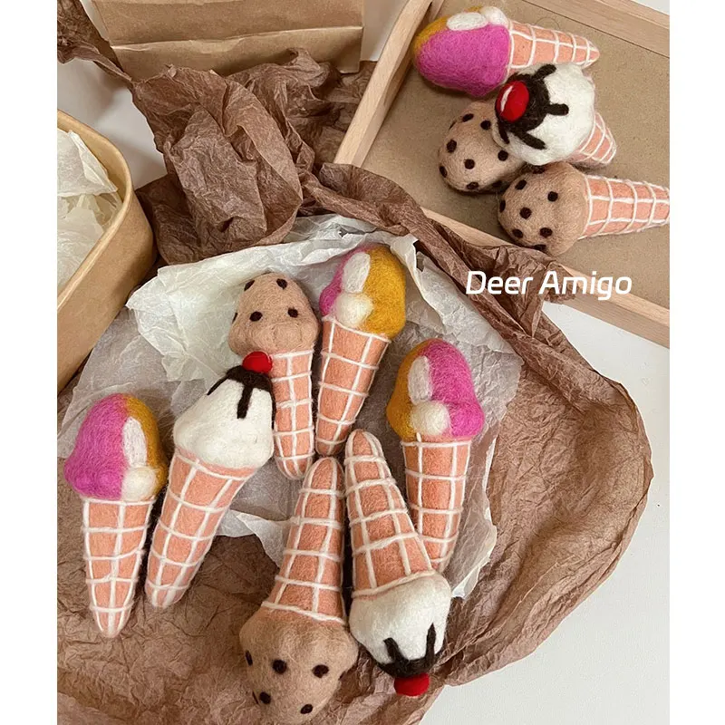 

Handmade Wool Felt Food Ice Lollies Ice Creams Coffee Milk Tea Pretend Play Toys for Kids Small World Play Open Ended Toys