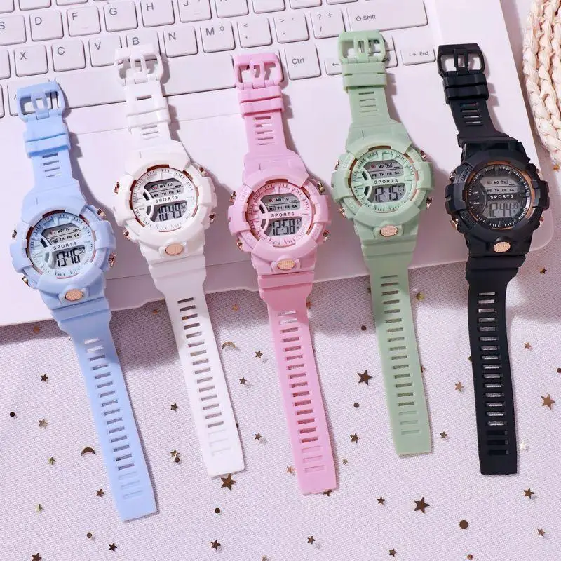 

Kids Watch Pink Silicone Watchband G Waterproof Shock Electronic Digital Bracelet Children's Student Girl Wristwatch Clock Gift