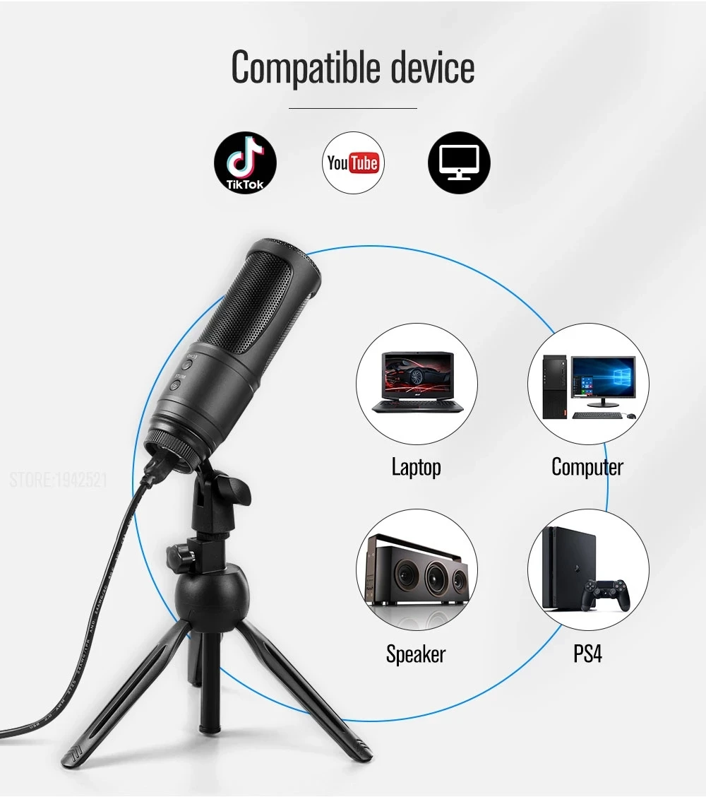 Профессиональный игровой микрофон ARCHEER K2S для прямой трансляции USB проводной