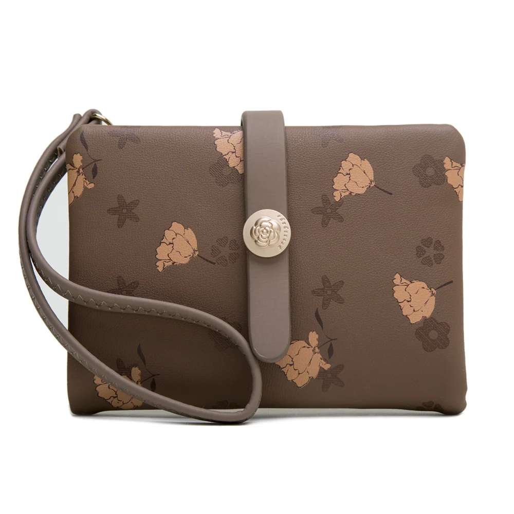 

Кожаный кошелек Love Step для женщин, Модный Полосатый бумажник из искусственной кожи с принтом листьев, короткий кошелек для девушек