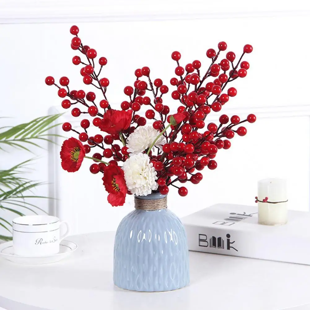 

2Pcs DIY Plastic Christmas Berries Branch Waterproof Garland Gift Artificial Red Berries Party Decoration