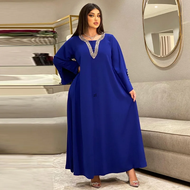 Eid Mubarak Muslim Fashion Dresses Dubai Turkey Abayas For Women Djellaba Femme Islamic Clothing African Long Sleeve Boubou