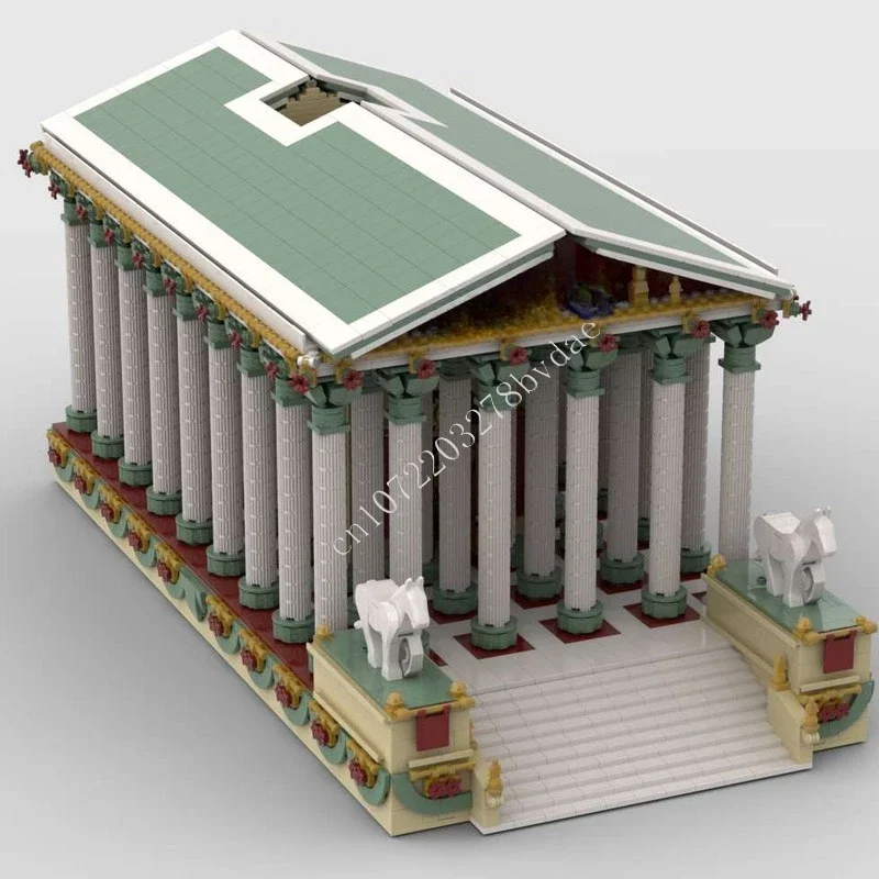 5716 шт. модульная MOC Храм Аполлона креативная модель с видом на улицу строительный