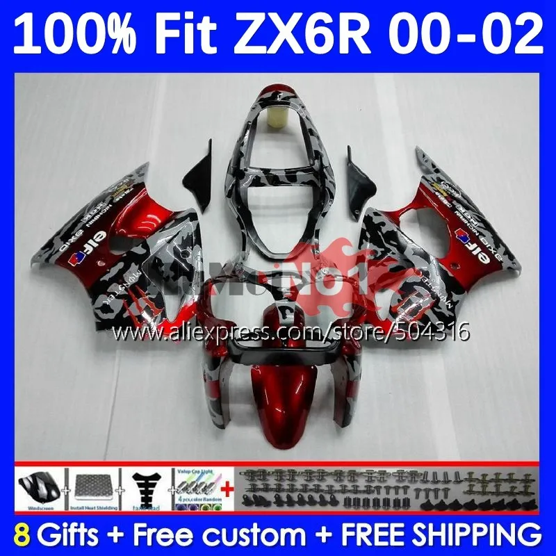 

OEM Body For KAWASAKI NINJA ZX 6R 636 600 CC 6 R 70MC.8 ZX-6R ZX636 ZX6R Camouflage 00 01 02 2000 2001 2002 Injection Fairing