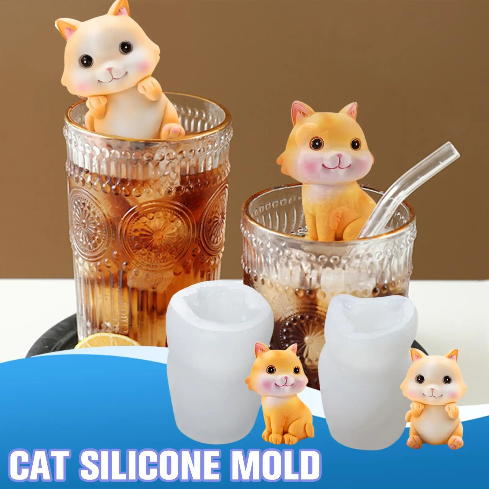 

Silicone Mold Cat Shape Ice Cube Maker Chocolate Cake Mould Candy Dough Mold For Coffee Milk Tea Whiskey Ice Mold Droppshiping