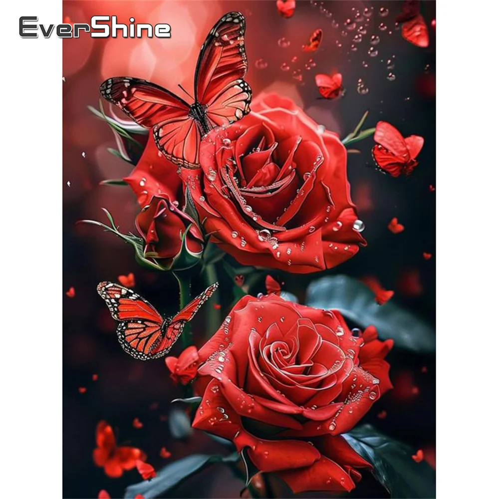 Evershine DIY Square Round Diamond Embroidery Rose Flower Painting
