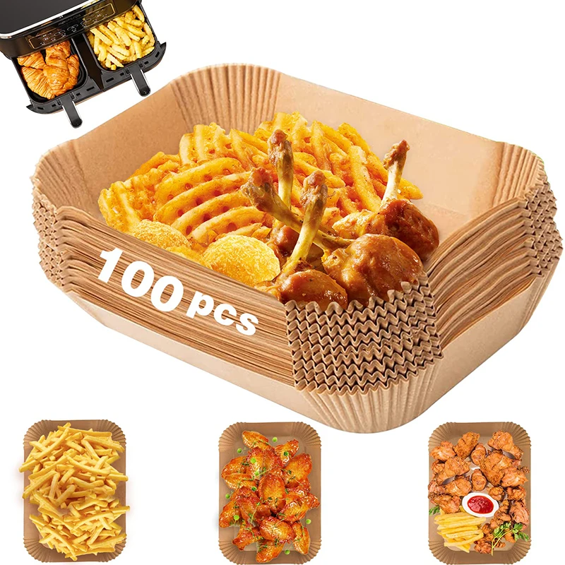 Rectangle Disposable Airfryer Baking Paper Liner Waterproof Oilproof Non-Stick Baking Mat for Ninja Foodi Air Fryer Accessories
