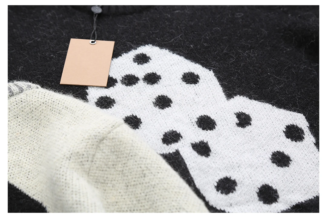 St New Black 8 Crewneck Sweater Men's Women's Pullover High Quality Dice Knit Sweater Crewneck Sweater