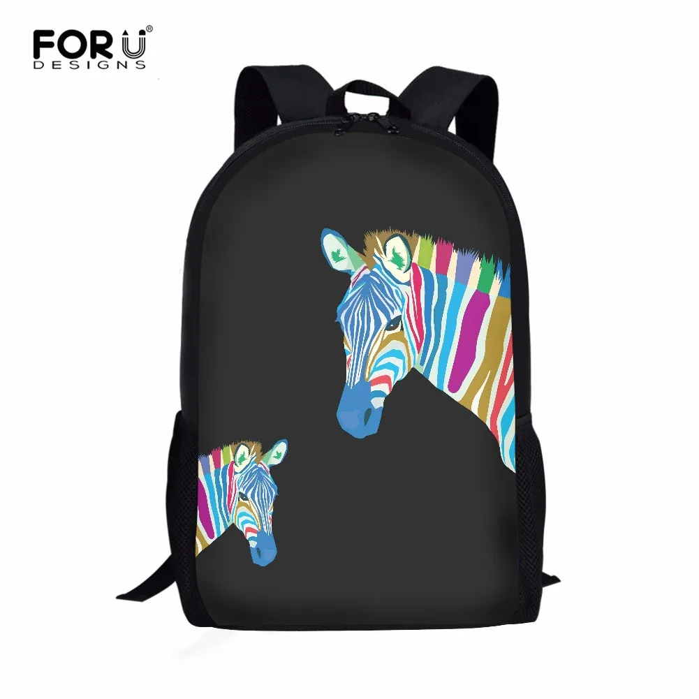 

FORUDESIGNS Colorful Zebra Prints Lightweight School Bags for Kids Boys Durable Children's 16inch Laptop Backpacks Shoulder Bags