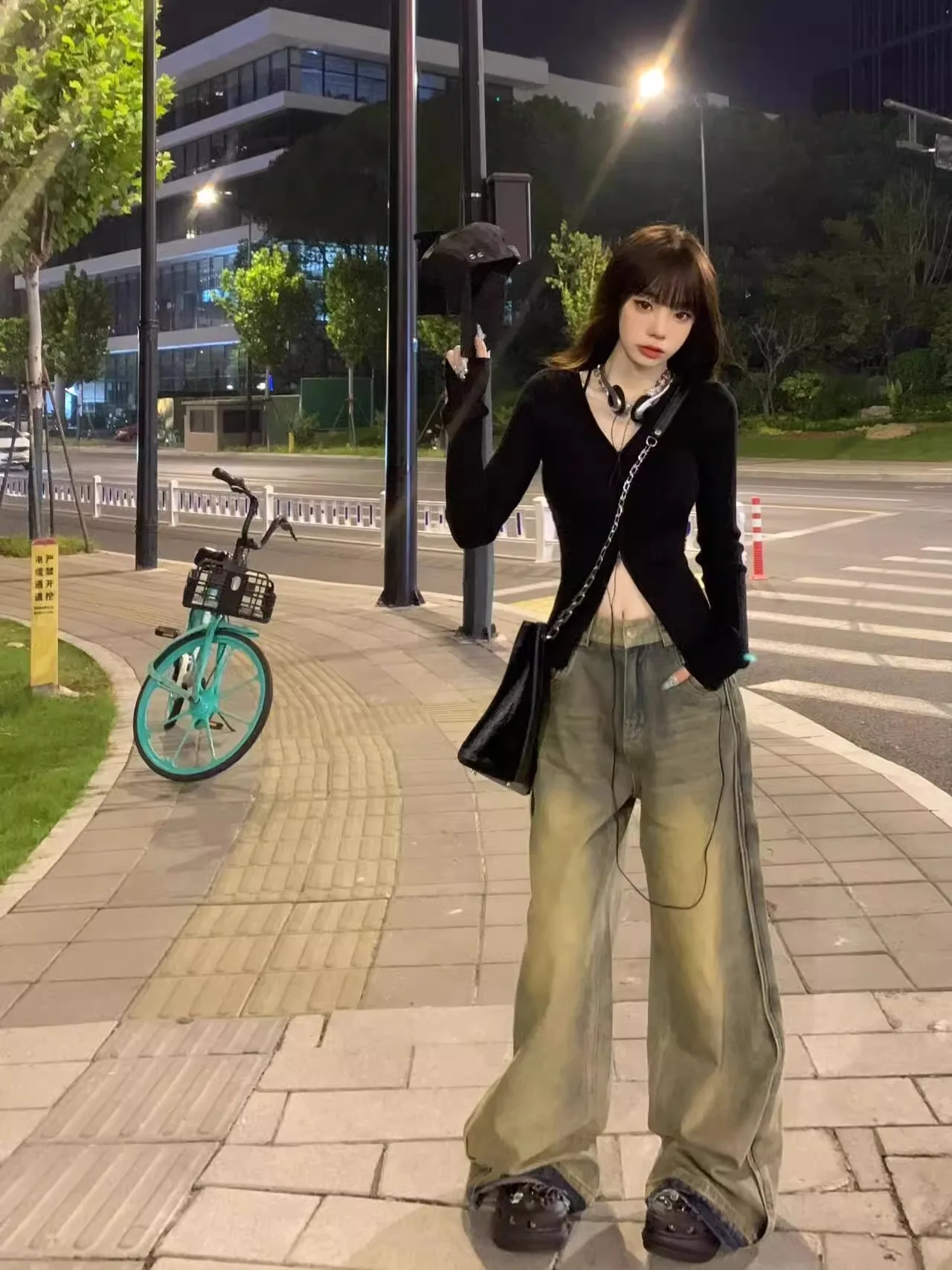 Американский вязаный свитер на молнии с v-образным вырезом верхняя одежда