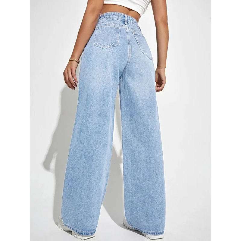 2024 новые женские джинсы в стиле ретро с высокой талией удобная прямая