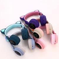 2022 8 hours play wireless earphone cat ear kids helmet breath led light with mic for kids girls gift music game