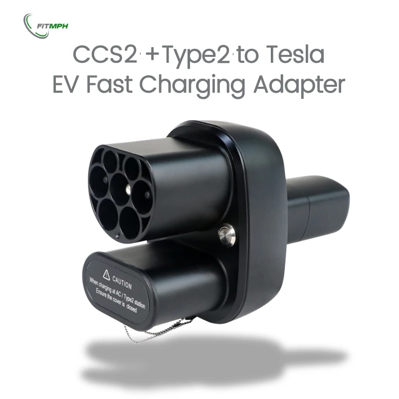 Преобразователь FITMPH CCS2 + Type 2 в NACS Tesla, адаптер 2-в-1 постоянного и переменного тока, 250 кВт для модели 3/X/Y/S, макс. 250 В, 32 А, для США Тесла в Европе