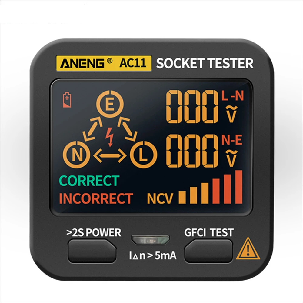 

Умный детектор напряжения AC11 цифровая розетка Test er, устройство для определения полярности и фазы с нулевой линией, разъем US/UK/EU/AU