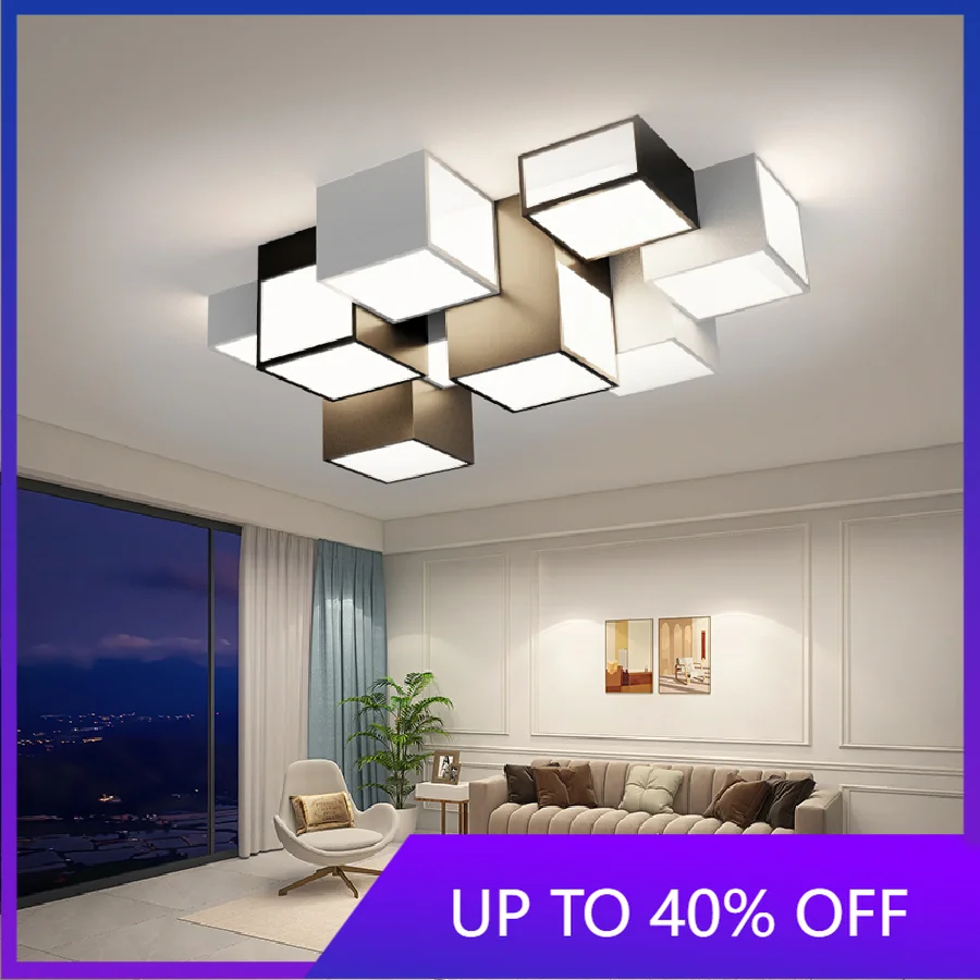 

Современные потолочные светильники для спальни, домашние осветительные приборы для гостиной, квартиры, светодиодная люстра черного цвета, ...