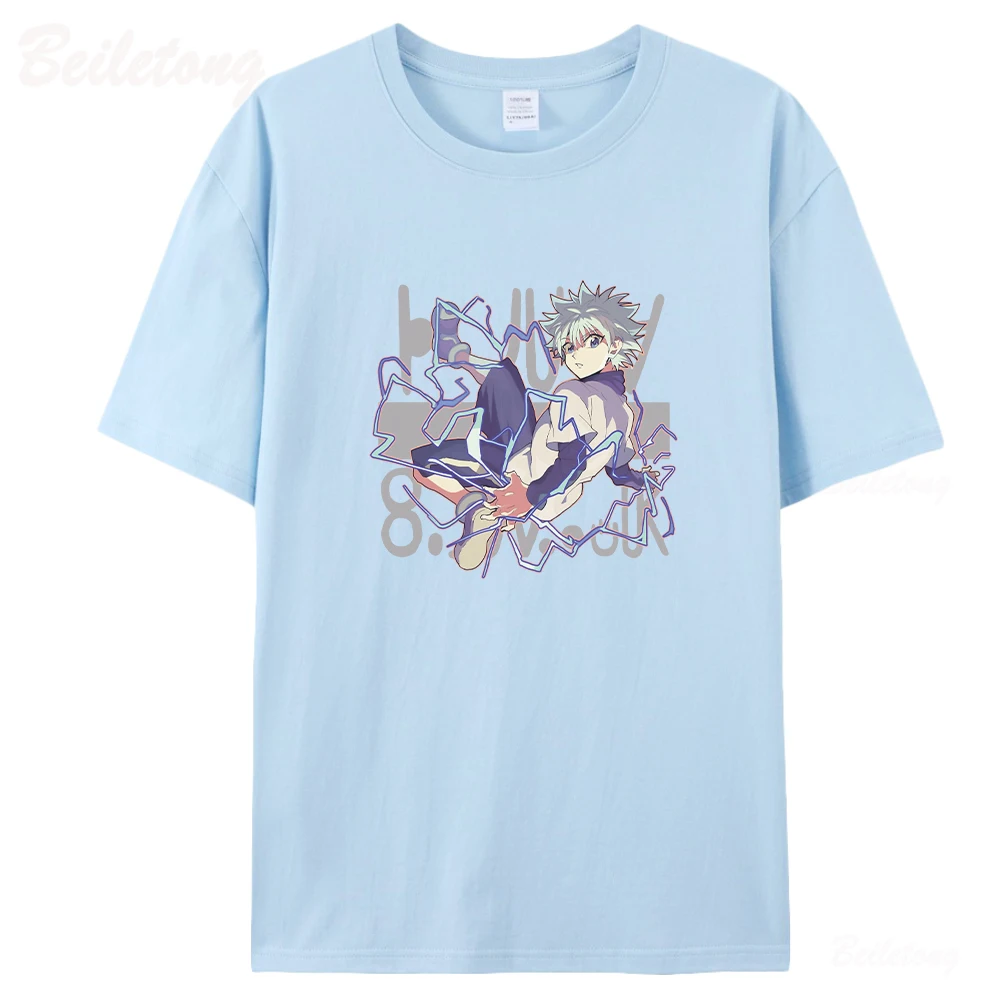 Hunter X футболка Zoldyck Killua аниме Tees100 % хлопок 2022 короткий рукав o-образный вырез