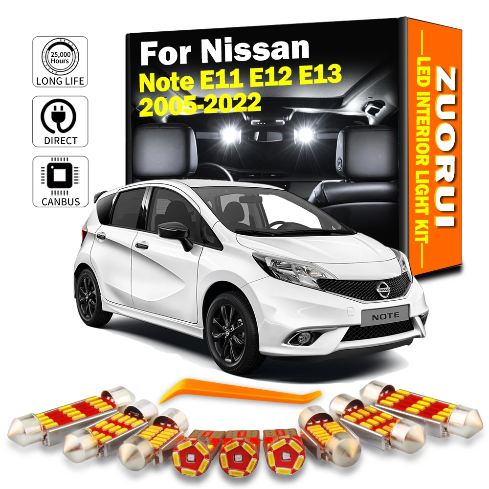ZUORUI Canbus LED Interior Light Kit For Nissan Note E11 E12 E13 2005-2016 2017 2018 2019 2020 2021 2022 Car Led Bulbs No Error