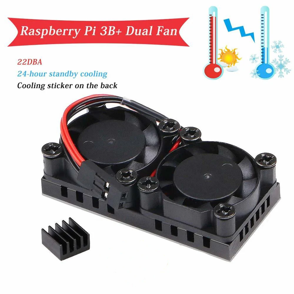 

Raspberry Pi 4 Model B Dual Fan with Heat Sink Ultimate Double Cooling Fans Cooler Optional for Raspberry Pi 3/3B+/4B