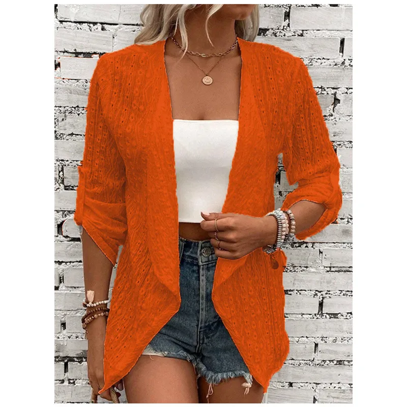 

Женский кардиган на пуговицах, повседневный Белый Свободный асимметричный кардиган с длинным рукавом, Осень-зима