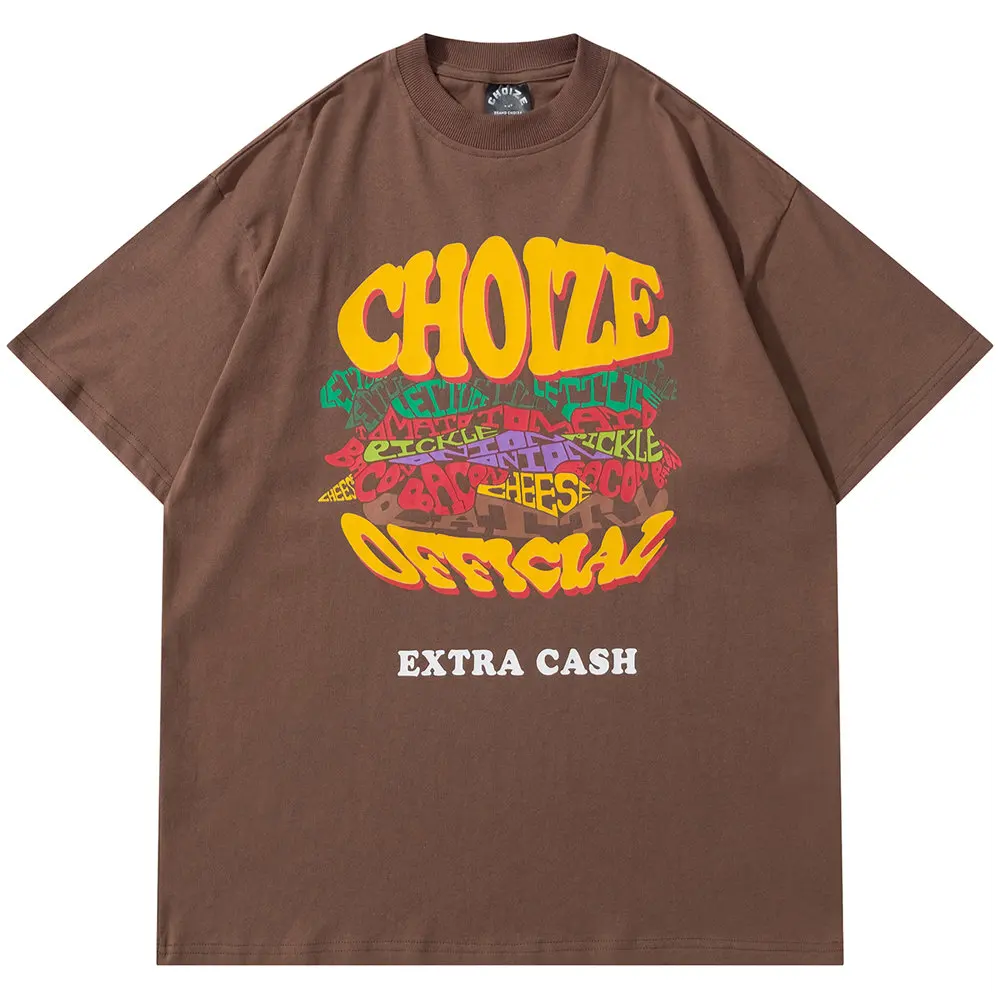 Футболка мужская с забавными буквами и принтом гамбургеров хлопковый топ