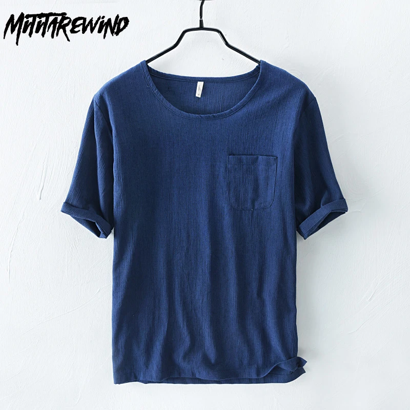 

Футболка мужская свободного покроя, однотонная плиссированная рубашка с короткими рукавами, тонкий удобный топ в Корейском стиле, на лето