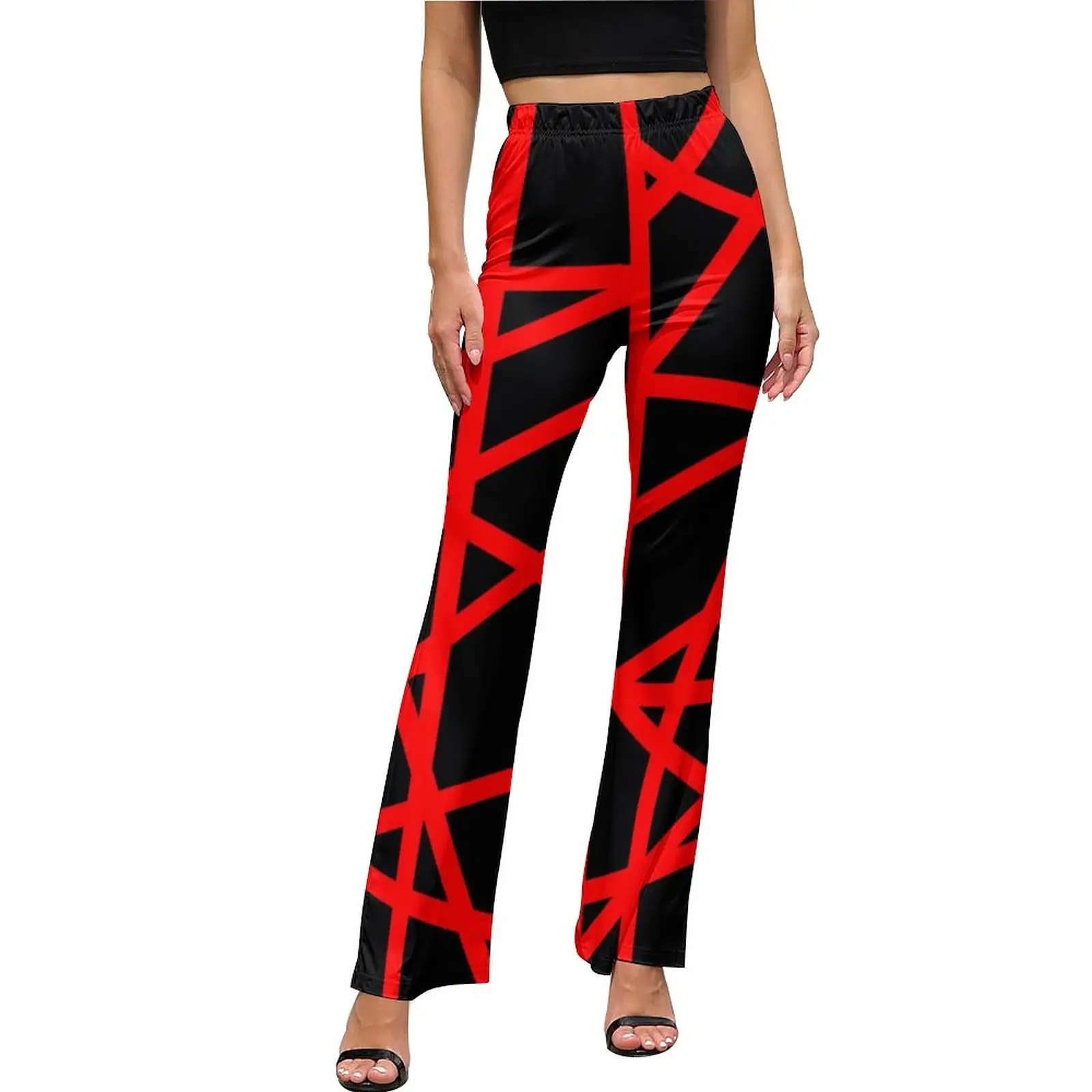

Color Stripes Print Casual Pants Summer Abstract Lines Sexy Graphic Flared Trousers High Waist Slim Fit Stretch Streetwear Pants
