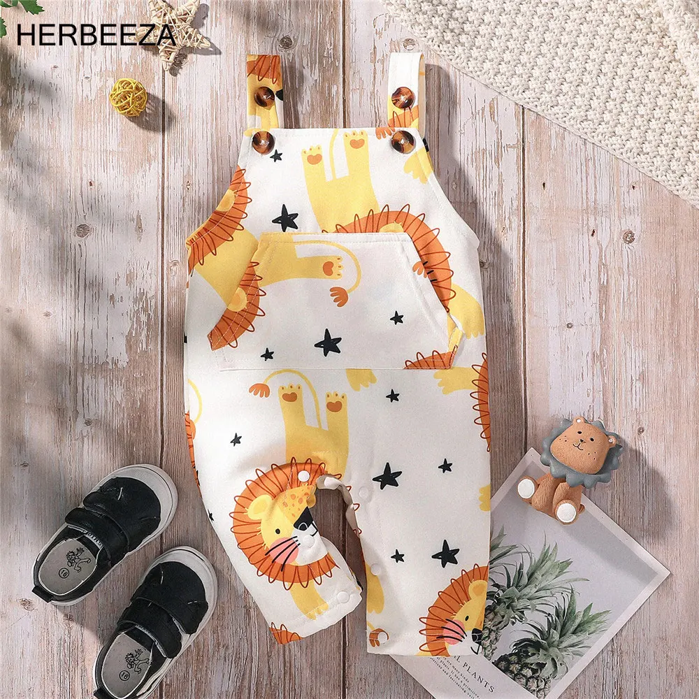 

HERBEEZA Baby Clothes Set For Newborn Boy Jumpsuit Cartoon Lion Baby Romper Summer Overalls For Toddler Clothing Male