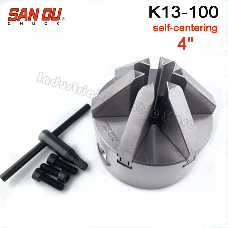 

SANOU K13-100 4 inch six jaw self-centering chuck 100mm lathe part with hardened steel CNC Tool Kit 4200 r/min Claw Adjustable