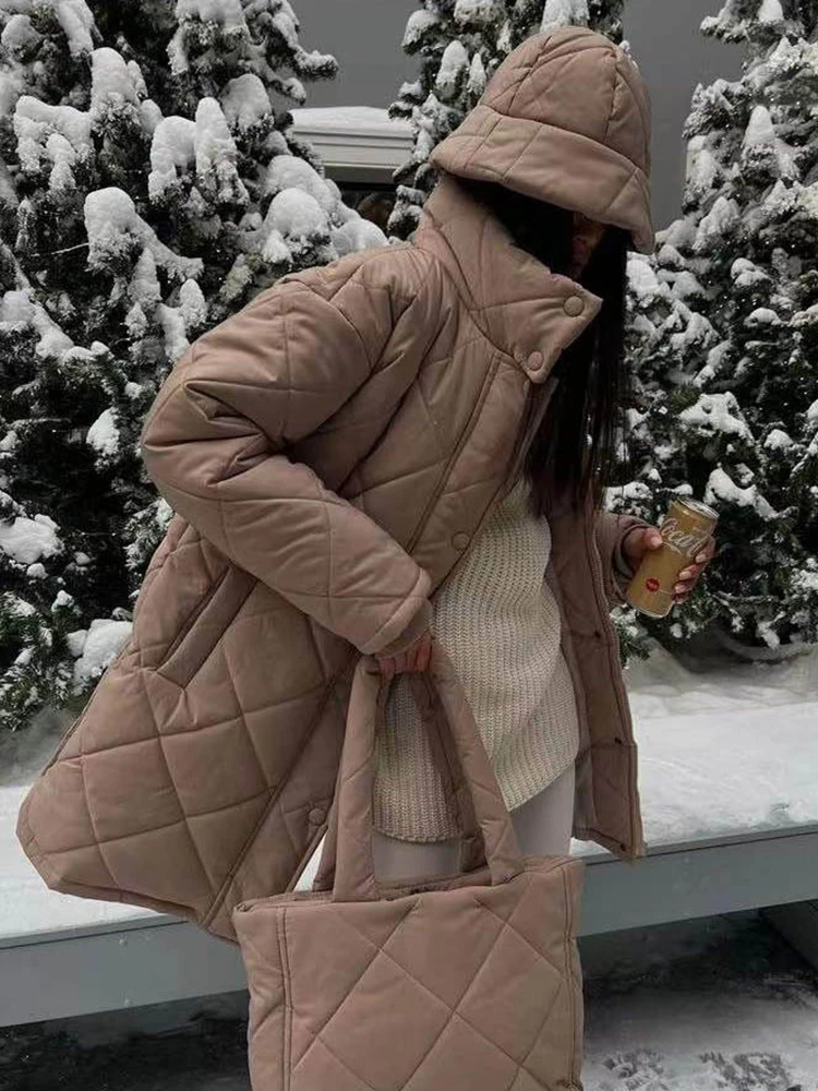 Cryptographic 2022 Fall Winter Parkas and Bag Quilted Coats and Jackets for Women Warm Trench Coat Long Down Jackets Outifits