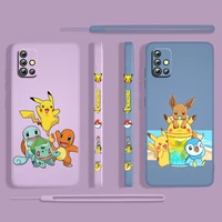 anime cool pikachu for samsung galaxy a73 a53 a33 a52 a32 a22 a71 a51 a21s a03s a50 4g 5g liquid left rope silicone phone case