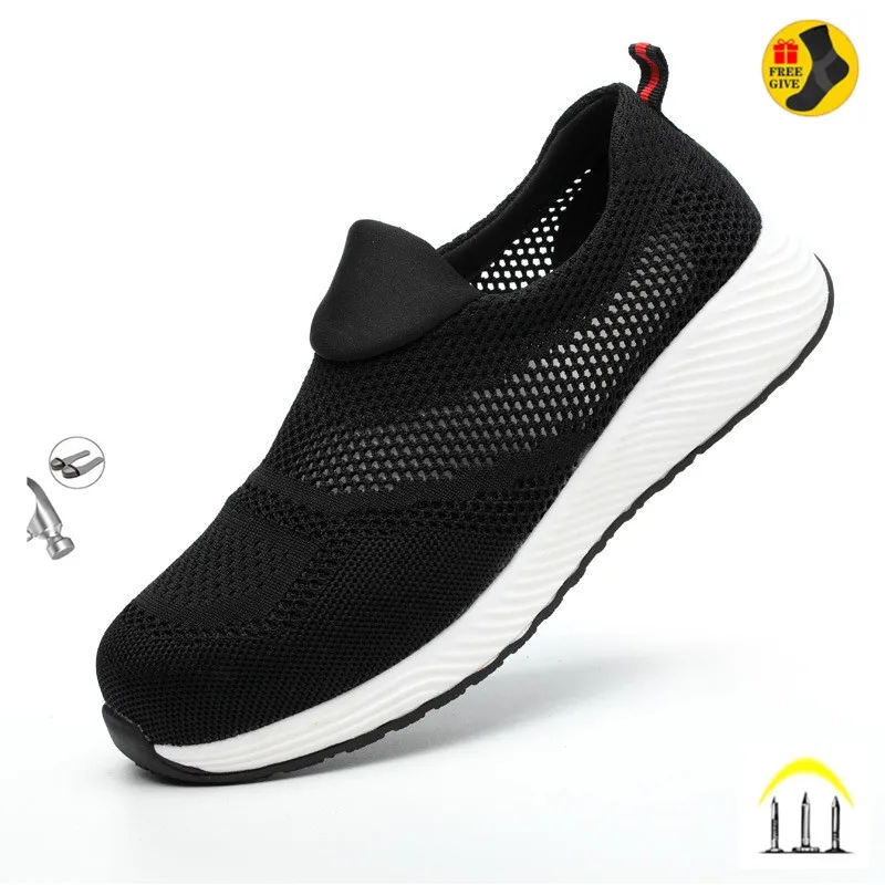 

New 2022 Summer Breathable Men Casual Shoes Steel Toe Cap Indestructible Safety Working Shoes Outdoor Men Footwear Mens Boots