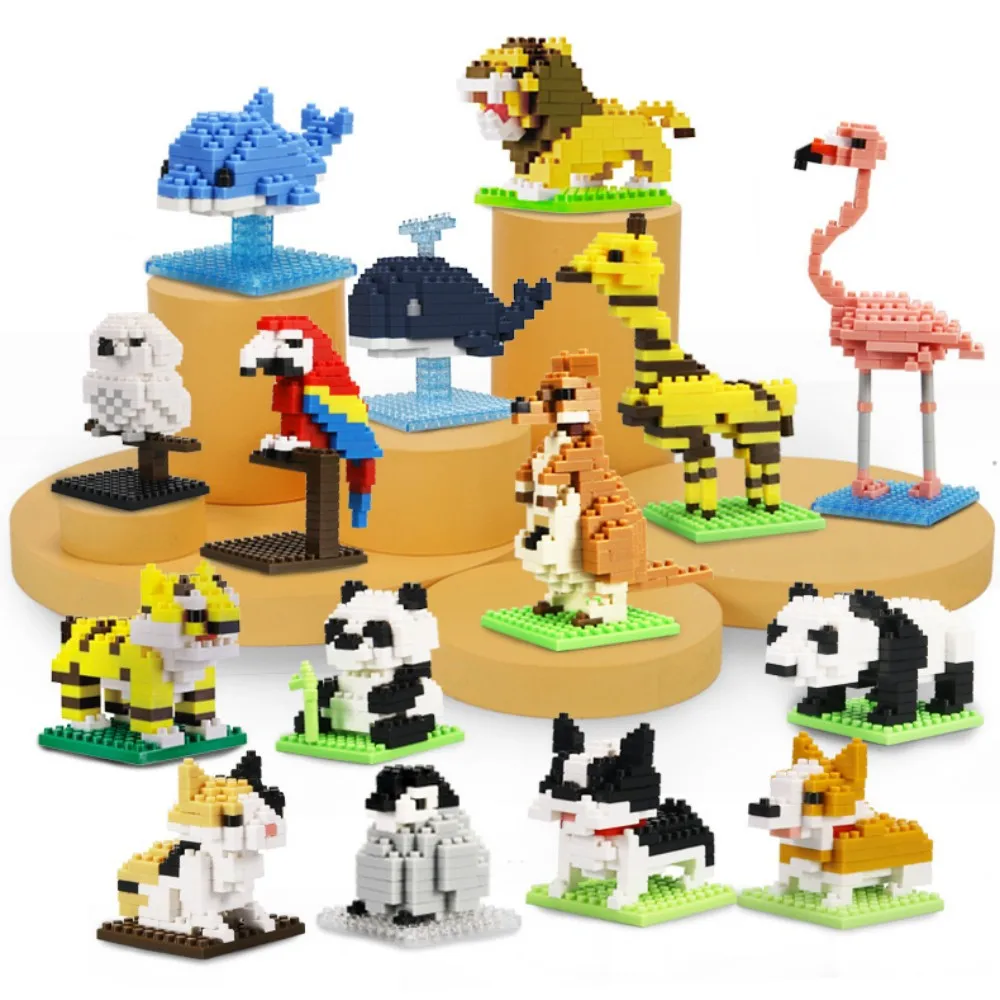 

Building Block Toys Kit,Mini Tiger Giraffe Panda Dolphin Building Blocks,Home Decoration,Mini Bricks Toy For Kids Gifts