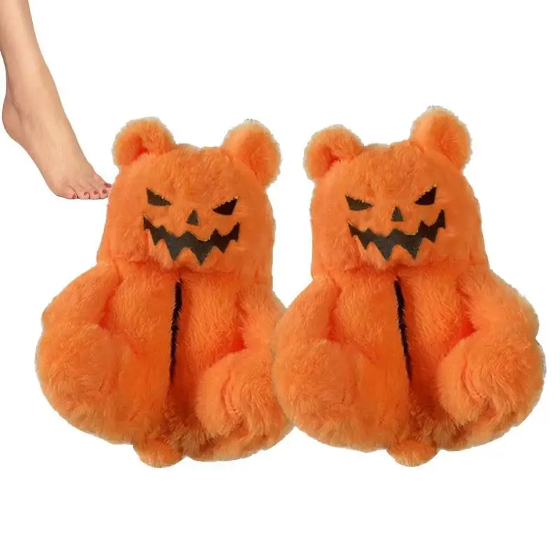 

Spooky Slides Halloween Slippers Animal Slippers With Lantern Pumpkin Bear Comfortable And Warm Halloween Slippers For Vacation