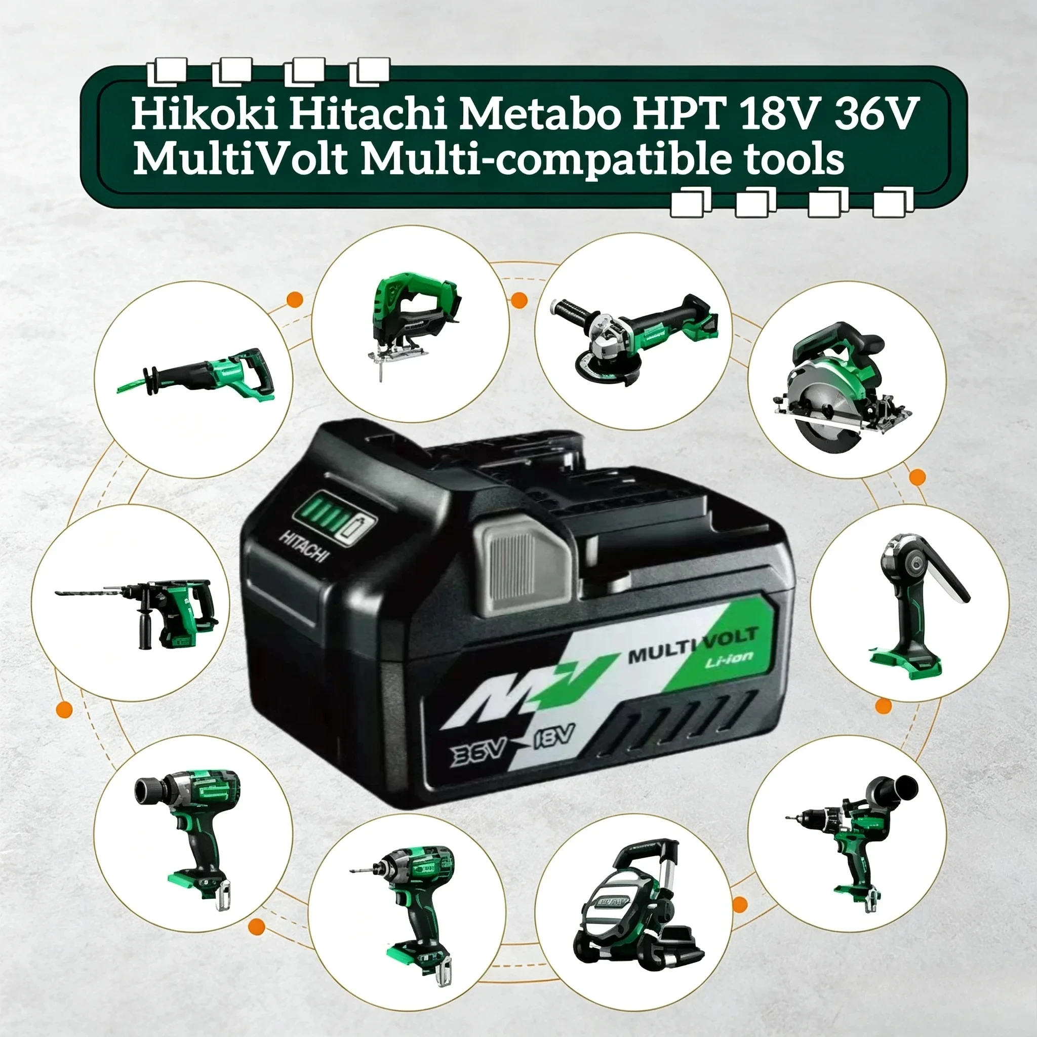 Фото Оригинальный аккумулятор Hitachi HiKOKI 18В/36В 8.0Ач 5.0Ач BSL3640MVT BSL36B18 BSL1860 BSL1840 EBM1830 для ударной дрели-шуруповерта и шлифовальной машины. №2