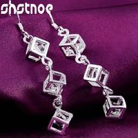 925 sterling silver aaa zircon square geometry drop earrings for women party engagement wedding gift simple fashion jewelry