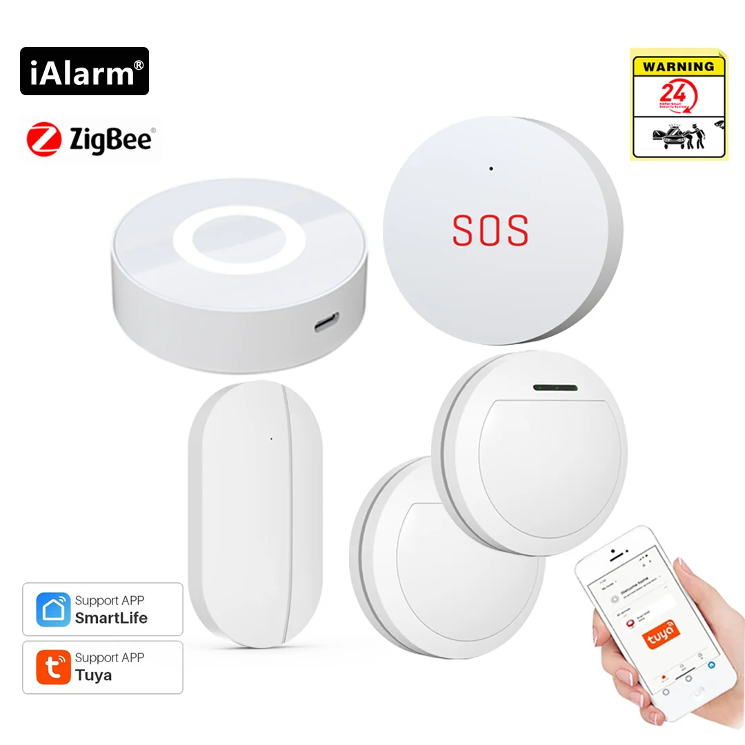 

Комплект охранной сигнализации iAlarm G02, связь Zigbee Gateway, кнопка аварийной сигнализации Tuya, датчик оконной двери, инфракрасный детектор