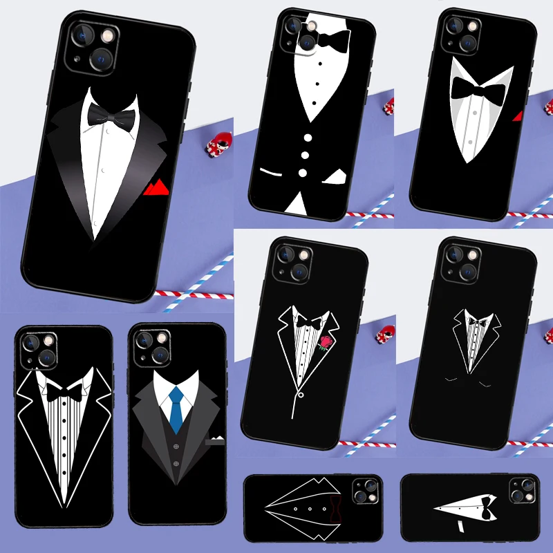 Фото Чехол для телефона с рубашкой и галстуком для iPhone 15 16 Pro Max 12 13 Mini 11 14 Pro Max XR 16 15 Plus 16e, задняя крышка №1