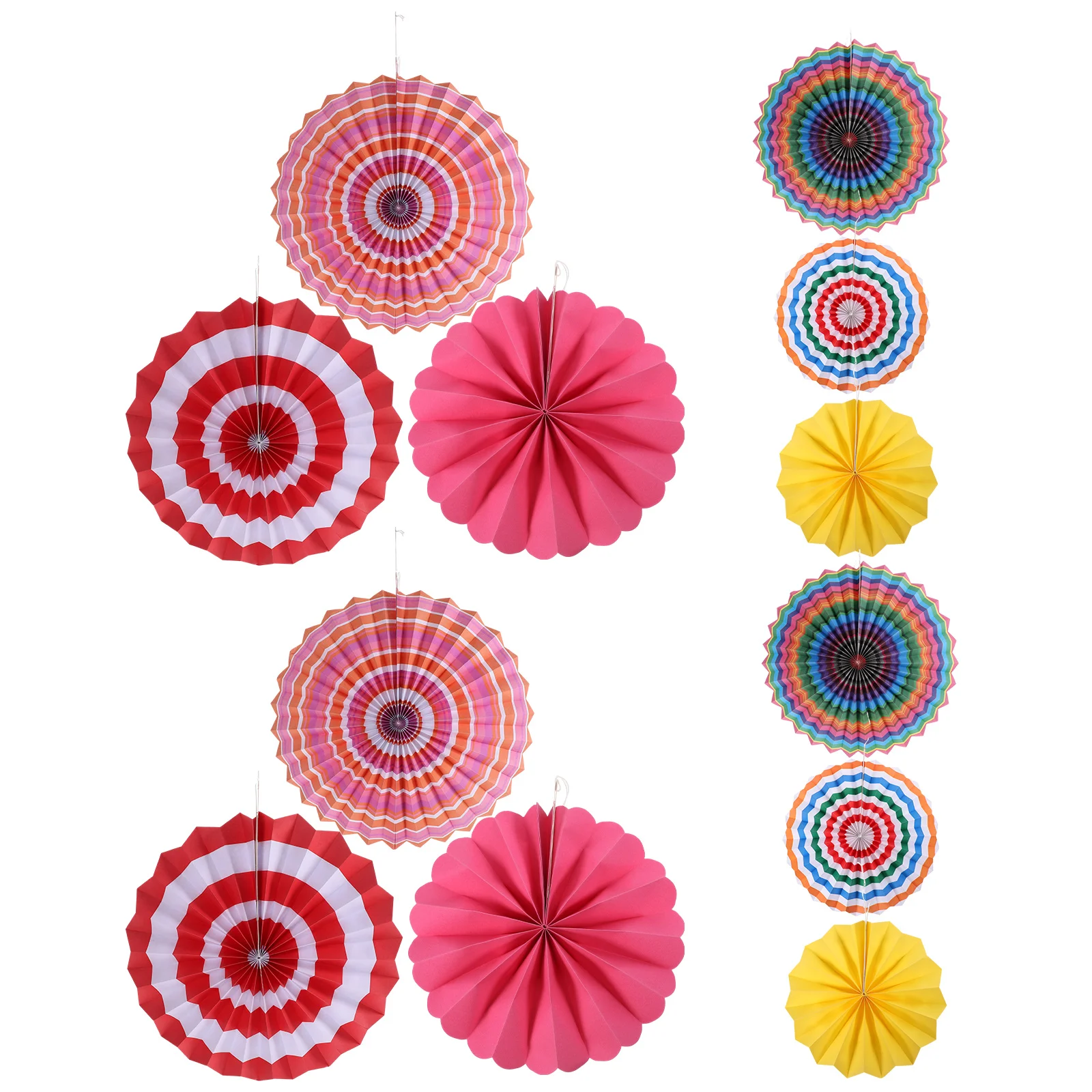 

12 Pcs Wedding Paper Fans Decoration Decorations Crafts Party Hanging Decors Festive