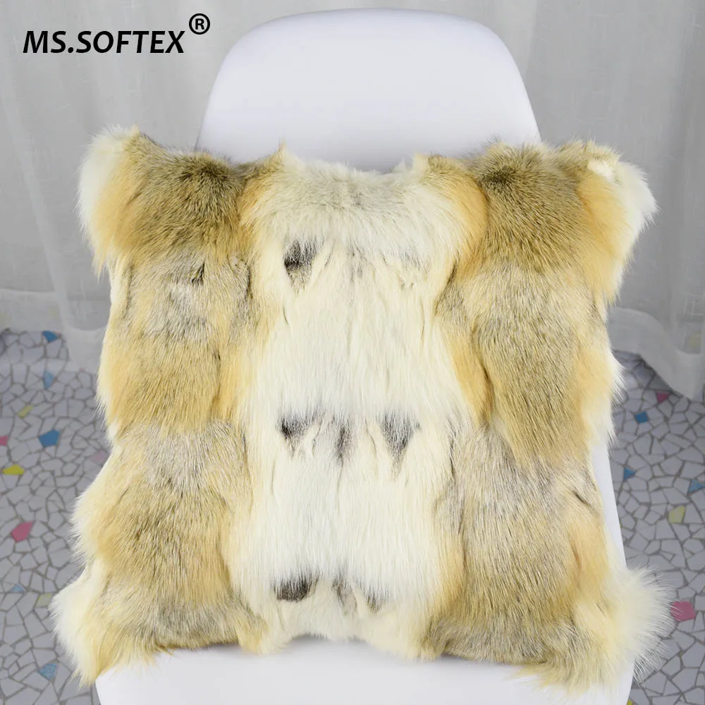 

MS.Softex Natural Fox Fur Pillowcase Real Fox Skin Pillow Cushion Plush Fur Cushion Cover Pillow Covers Decorative Pillow Case