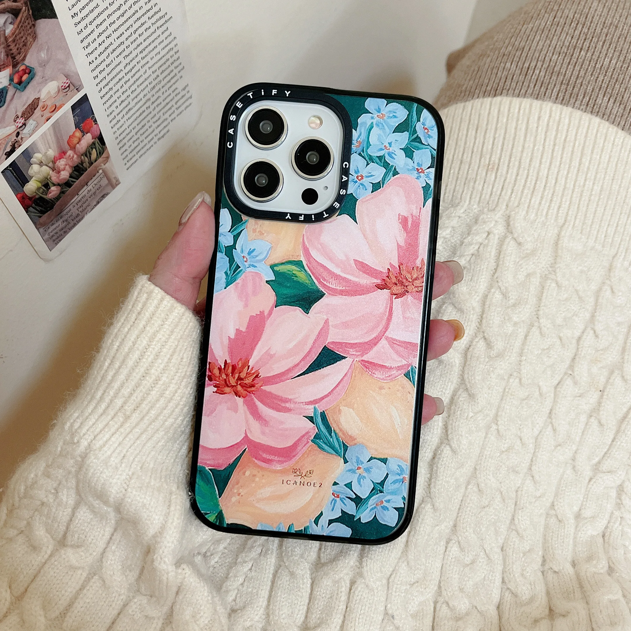 

Casetify Fashion Brand Flowers Phone Case for Iphone 11 12 13 14 Pro Max Plus SE 2020 Transparent Artistic Shatterproof