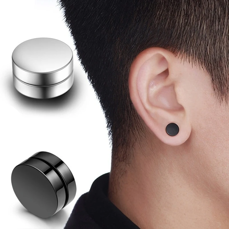 

1Pcs Punk Mens Strong Magnet Magnetic Ear Stud Set Non Piercing Earrings Fake Earrings Gift for Boyfriend Lover Jewelry