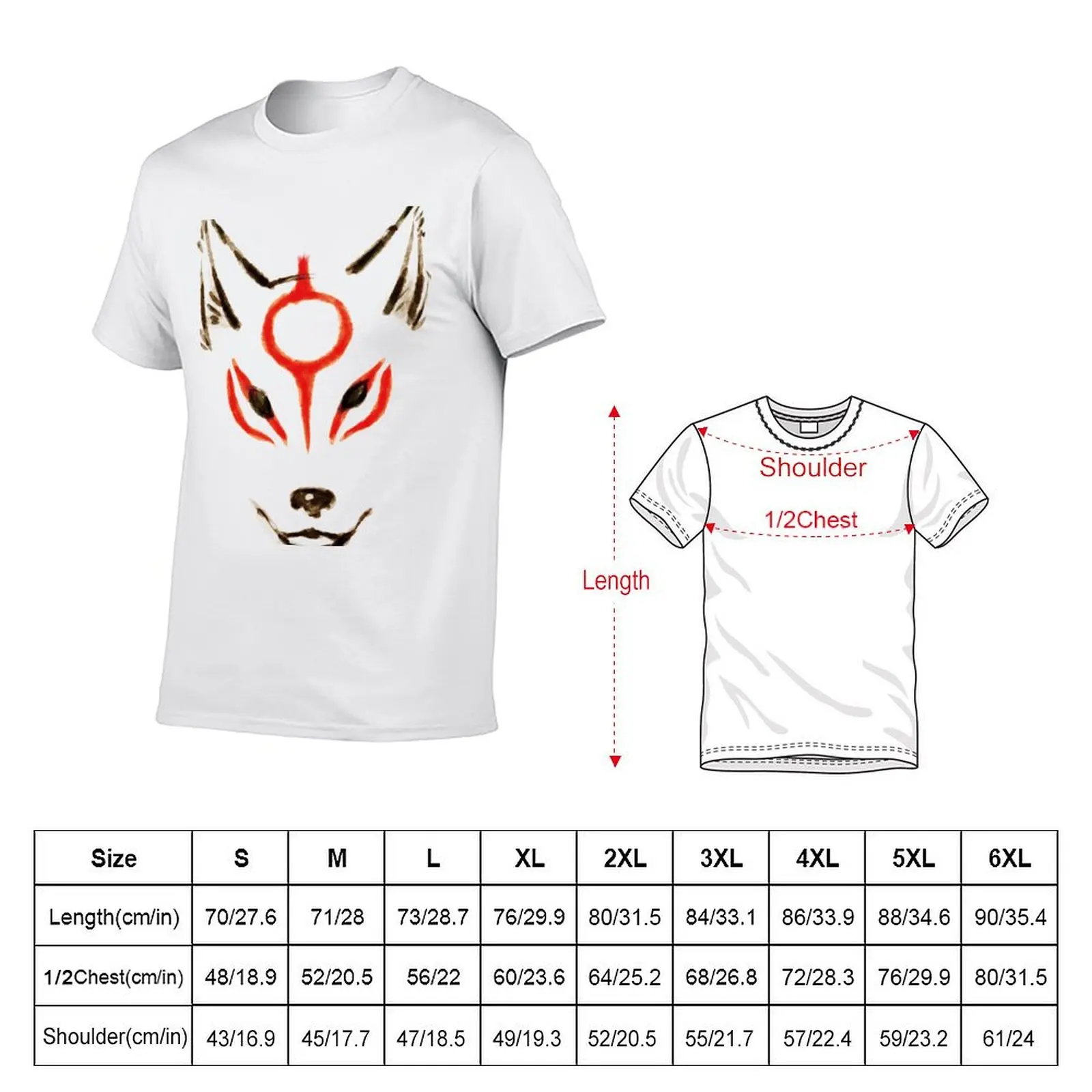 Фото Футболка Okami - Amaterasu Head Outline, мужские хлопковые футболки, мужские повседневные футболки в стиле аниме, футболка оверсайз №2
