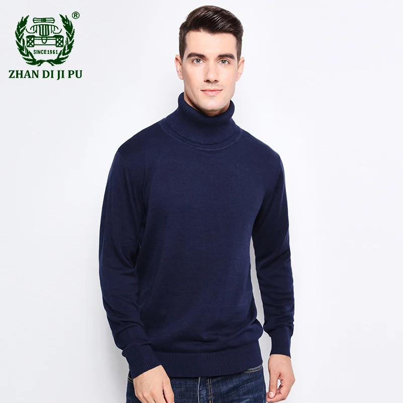 

2022 New Autumn Winter Fashion Brand Clothing 100% Cotton Knitted Sweater Men's Sweaters Warm Slim Fit Turtleneck Men Pullover