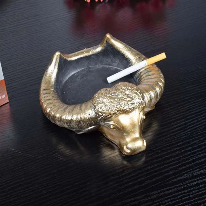 

European Gypsum Ashtray Manual Buffalo Decorative Office Ashtrays Living Room Desktop Ash Tray Ornaments Retro Home Decoration