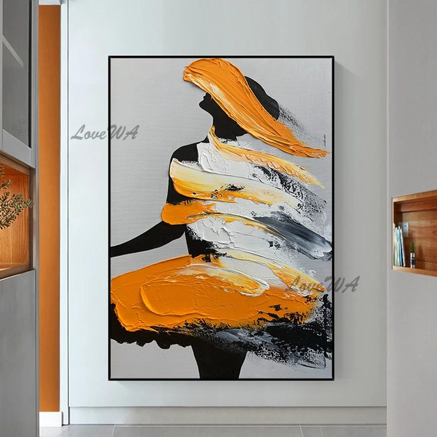 

Палитра с ножом, акриловое искусство на холсте, сексуальная женская Настенная картина маслом, абстрактная текстурированная Картина на холс...