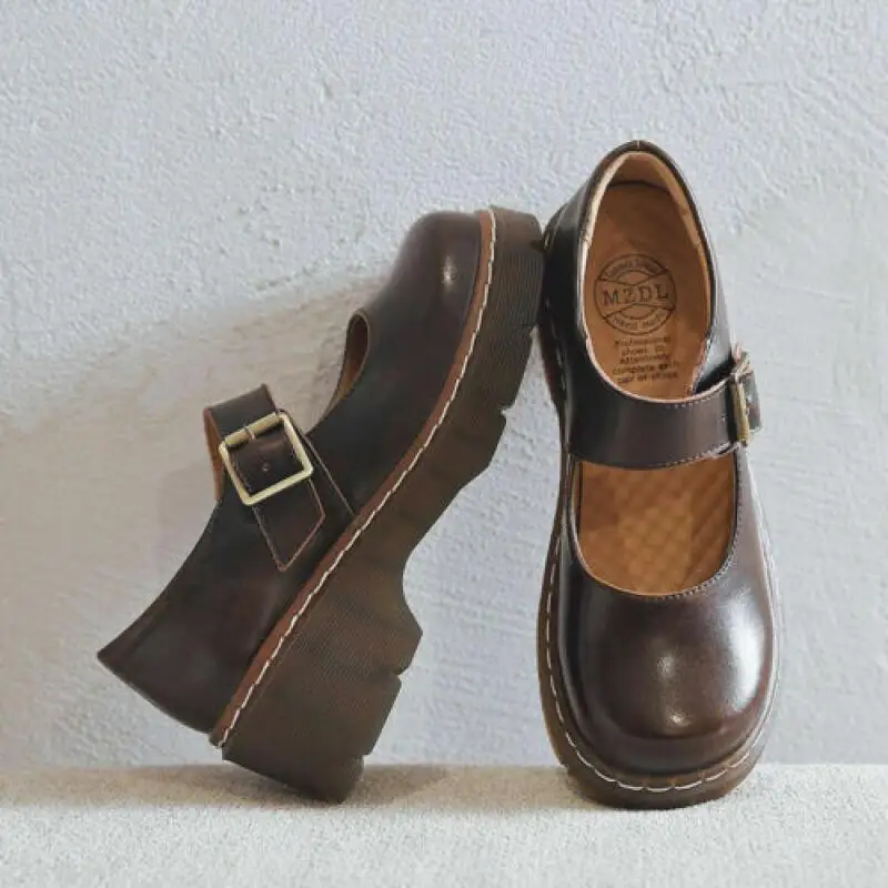 

Vintage Women's Flats Shallow Mouth Platform Wedge Heel Pumps Student Shoes 2021