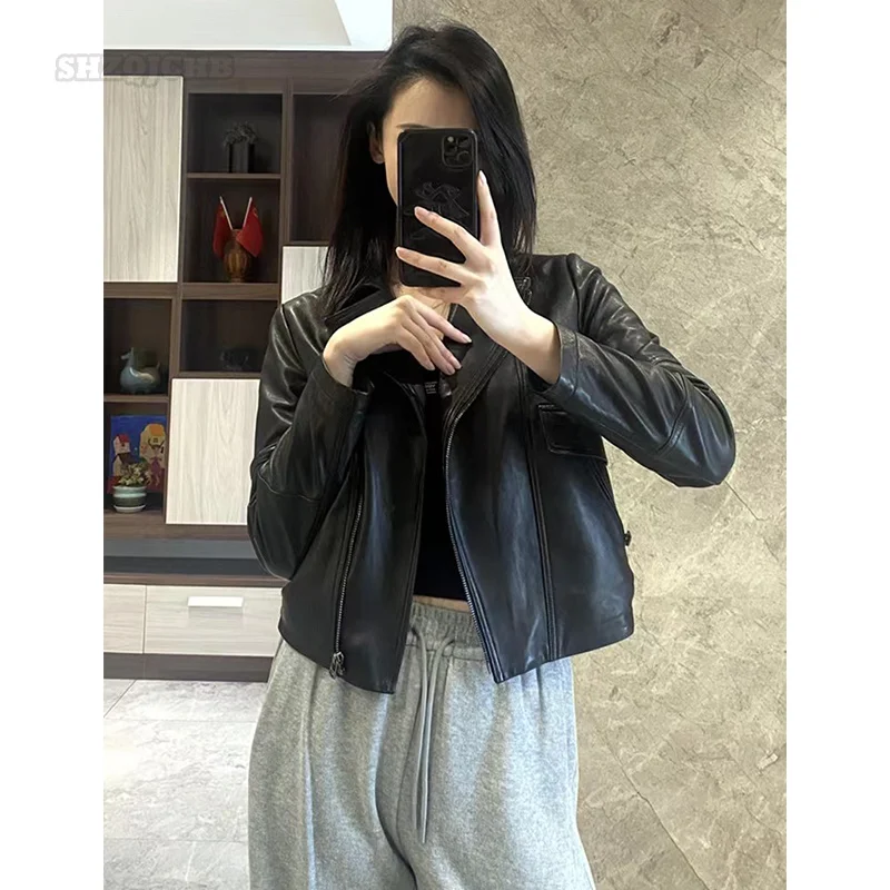 

ladies' Leather jackets Coat New Fashion Casual Lapel Short Coat Sheepskin Slim Jacket Women's Coat 2023